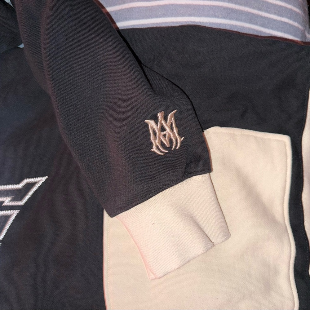 Amiri Spellout Panel White and Black Hoodie Mens Large